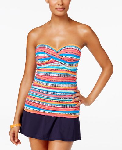 Anne Cole Triangle Striped Tankini Top & Swim Skirt