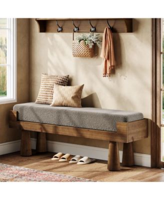 47.24'' Entryway Bench with Berber Fleece Cushion