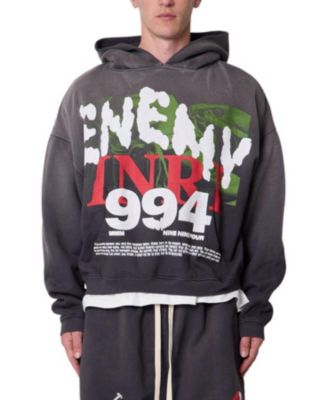 Men's Enemy Graphic Oversized Cropped Hoodie