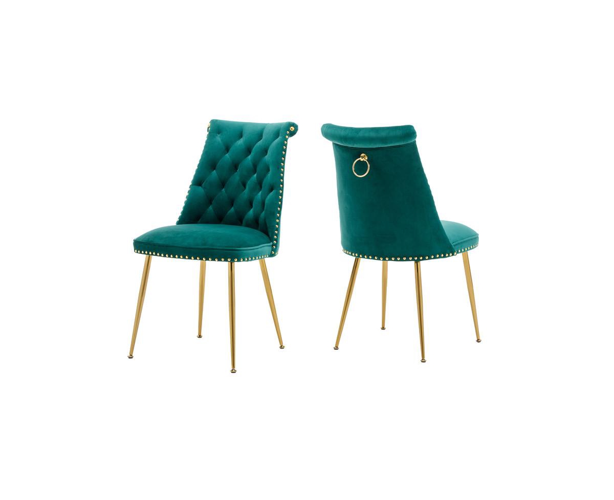 sumyeg Modern Dining Chairs, Set of 2, Adjustable Legs with Metal Feet, Contemporary Dining Room Chairs - Green