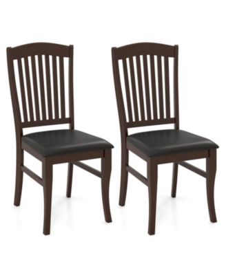 Mid-Century Armless Dinette Chairs Set of 2 with Slatted High Backrest