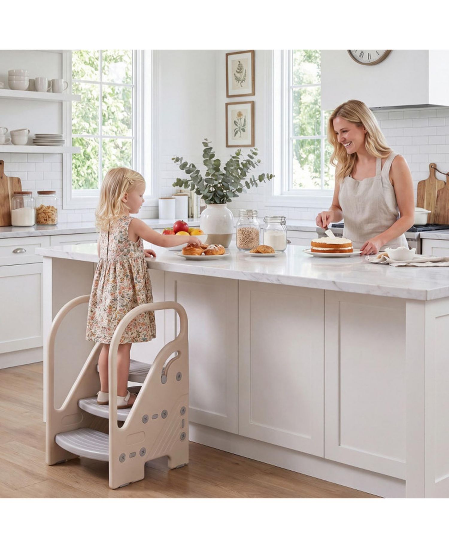Adjustable 3-Step Kids Helper Stool with Safety Handles