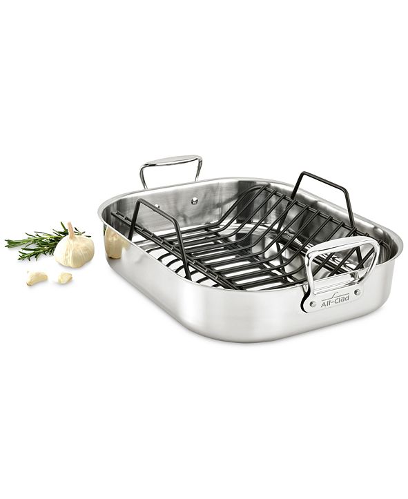 AllClad 13" x 16" Stainless Steel Roaster & Rack & Reviews Cookware Kitchen Macy's