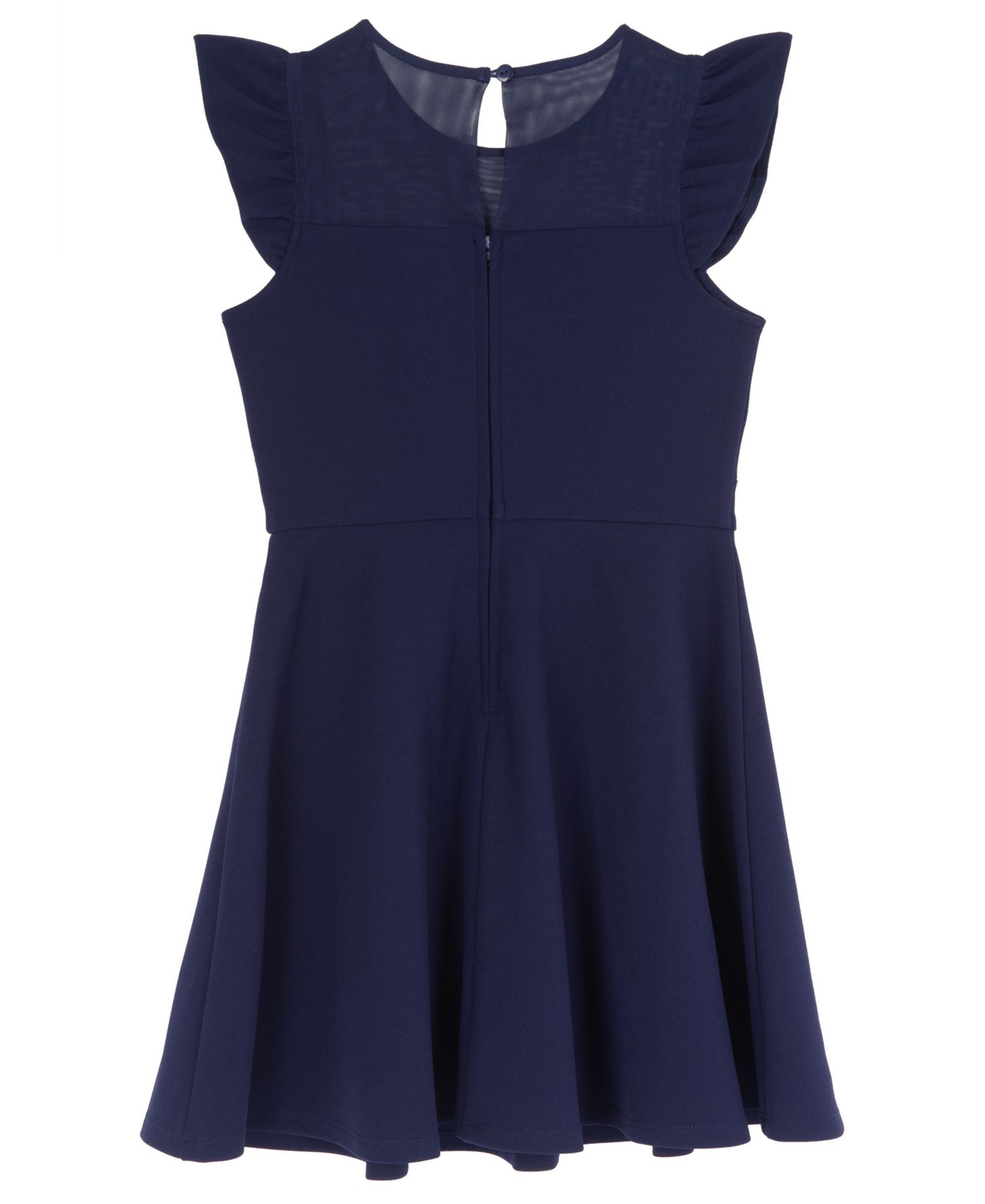 Girls' 4-16 Scuba Crepe Flutter-Sleeve Dress
