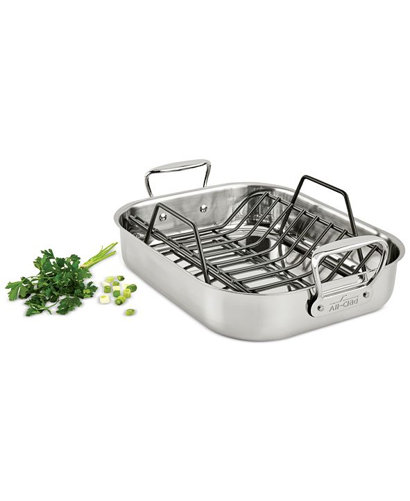 AllClad 11" x 14" Stainless Steel Roaster & Rack & Reviews Cookware