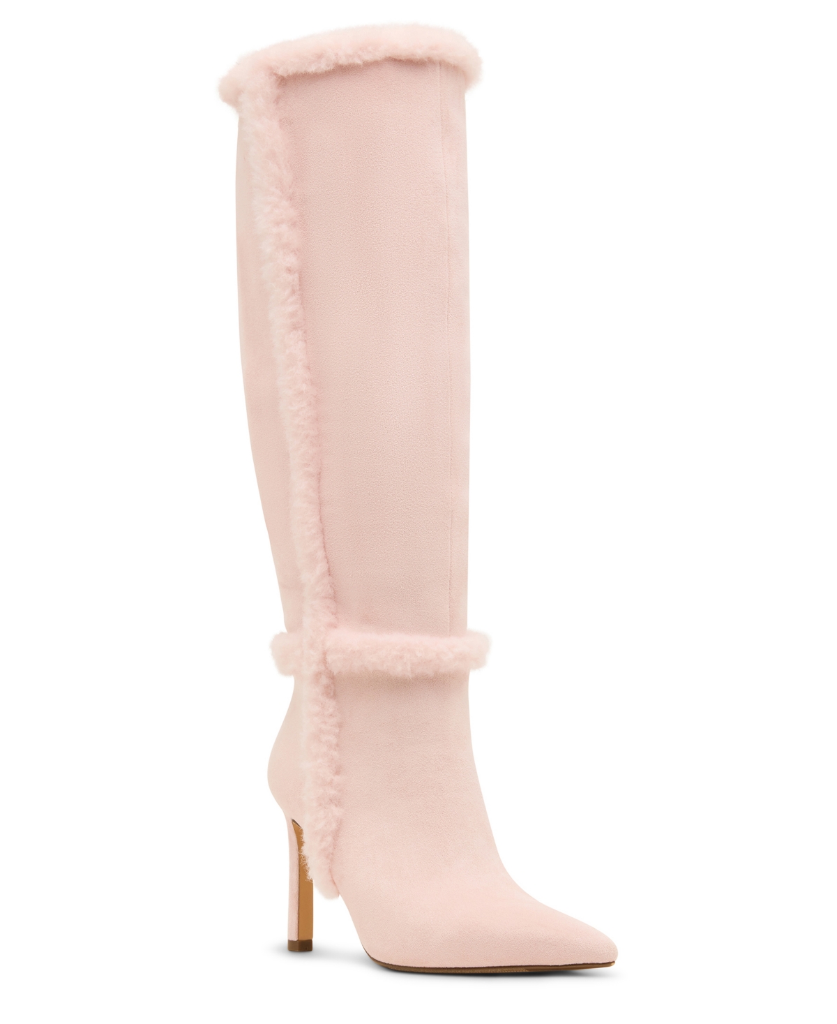 Madden Girl Women's Pine Faux-Fur Trim Tall Stiletto Dress Boots - Pink