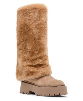 Women's Dilemma-F Faux-Fur Fold-Over Lug-Sole Tall Boots