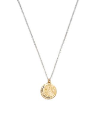 Selene Moon and Periwinkle Necklace in Gold