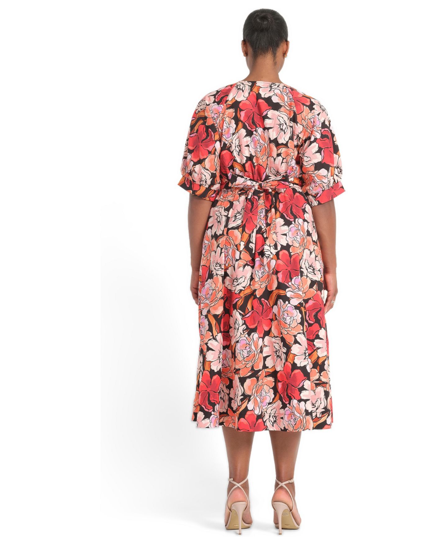 Женское платье ESTELLE Colette Floral Cotton Fit Flare Midi, цвет: Палисандровый — фото 3
