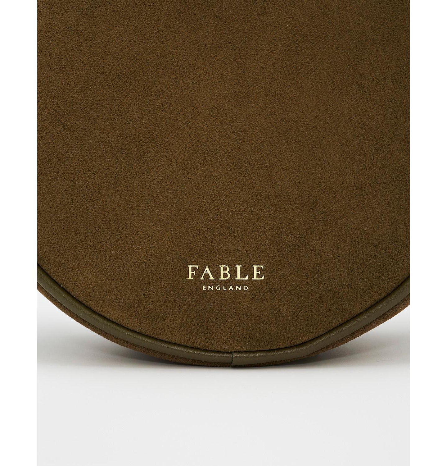 Женская сумка Fable England Chloe Hedgehog Embroidered Faux Suede Circle, цвет: Хаки — фото 5