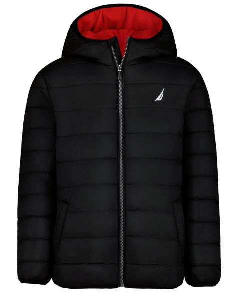 Куртка Nautica Hooded Puffer Fleece-Lined для мальчиков, цвет: Чёрный