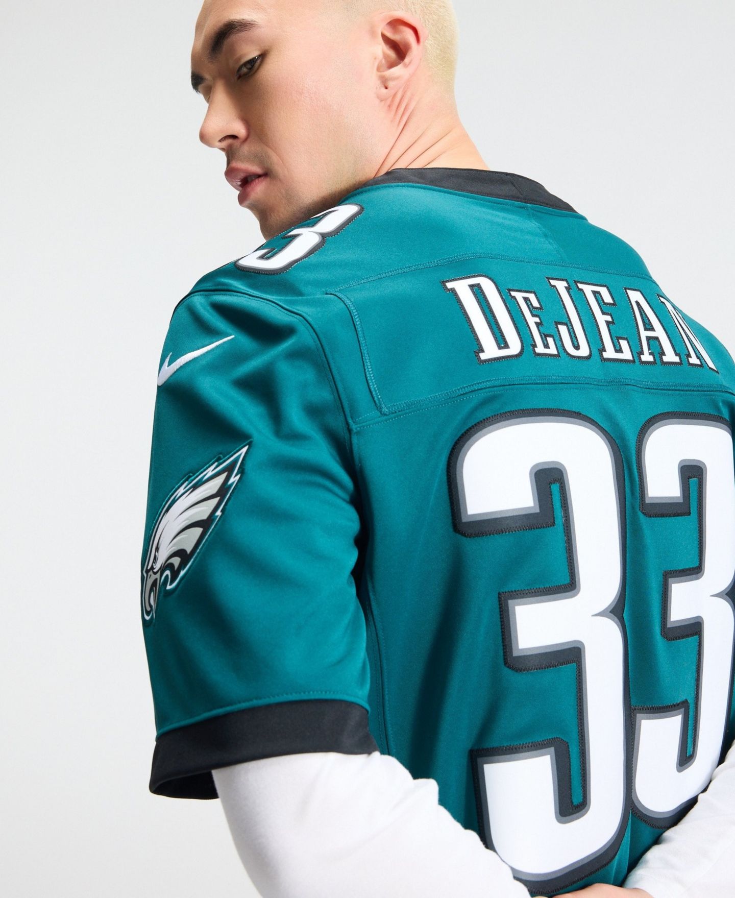 Мужской топ Nike Cooper DeJean Midnight Green Philadelphia Eagles Vapor F.U.S.E. Stitched Limited Jersey — фото 4