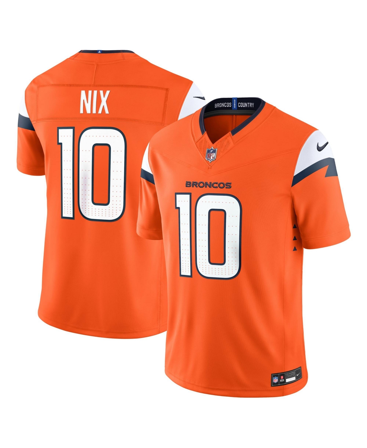 Nike Men's Bo Nix Orange Denver Broncos Vapor F.u.s.e. Stitched Limited Jersey