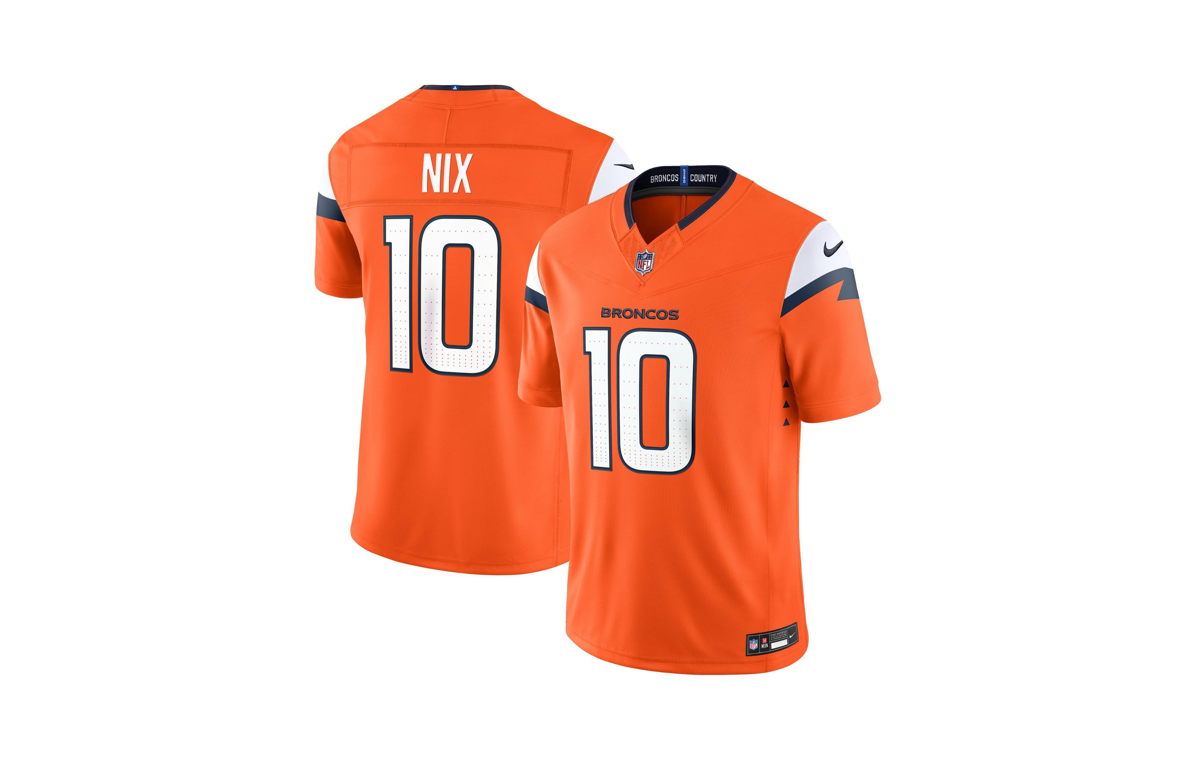 Nike Men's Bo Nix Orange Denver Broncos Vapor F.u.s.e. Stitched Limited Jersey