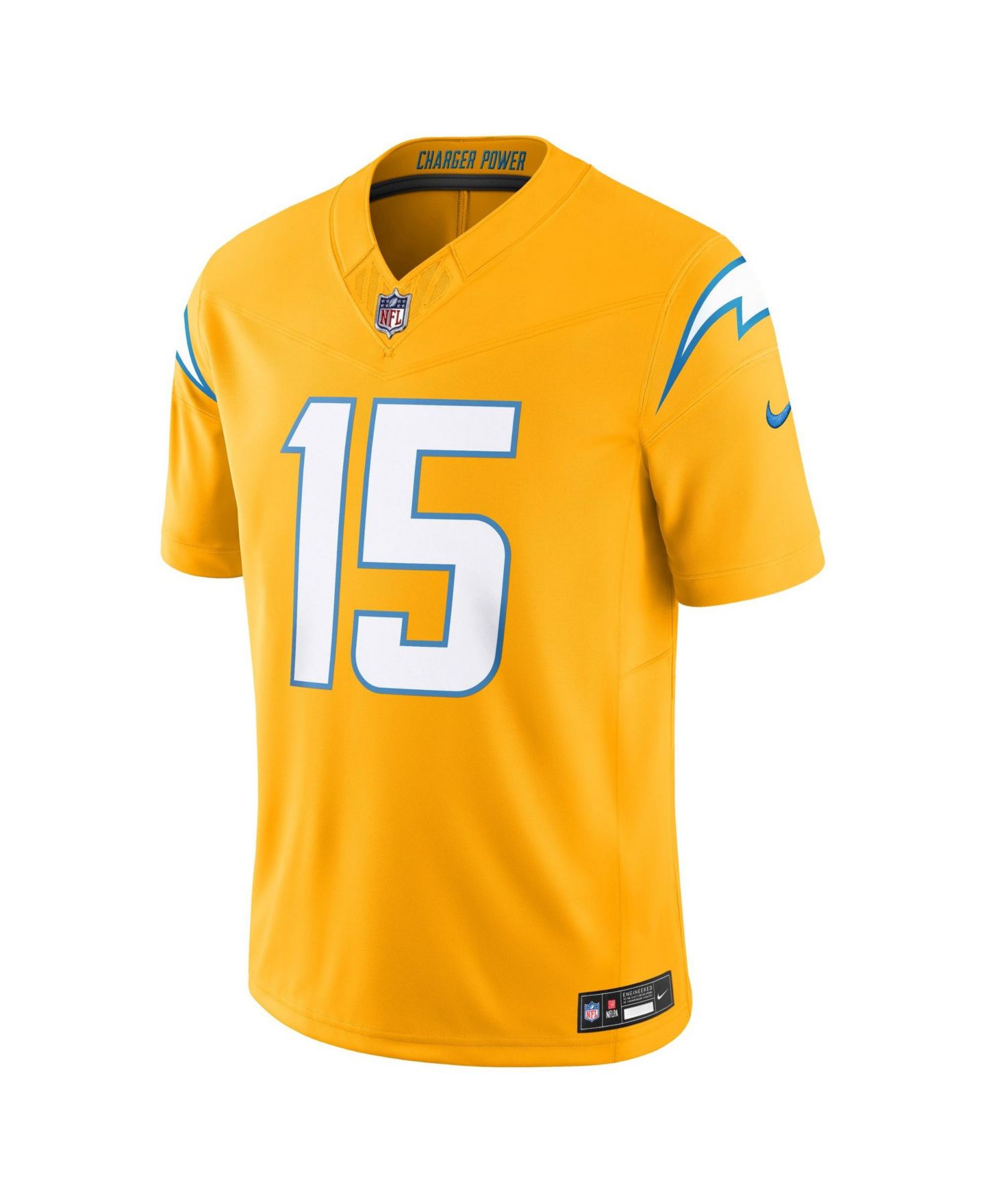 Мужской топ Nike Ladd McConkey Gold Los Angeles Chargers Alternate Charger Power Vapor F.U.S.E. Limited Jersey — фото 4