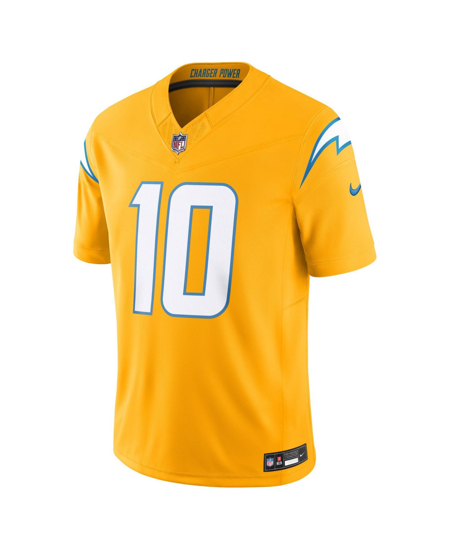 Мужской топ Nike Justin Herbert Gold Los Angeles Chargers Alternate Charger Power Vapor F.U.S.E. Limited Jersey — фото 4