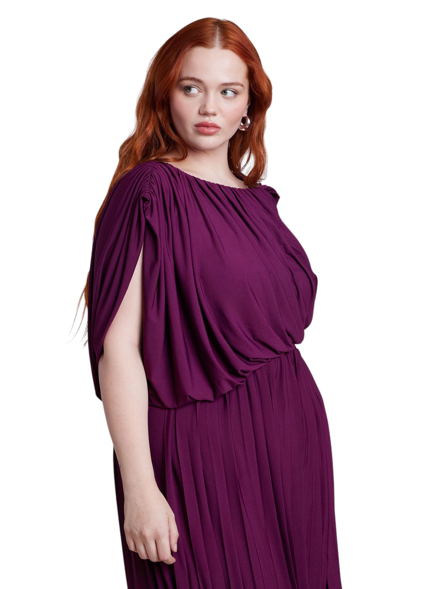 Женское платье ELOQUII Asym Bodice Maxi, цвет: Тёмный фиолетовый — фото 4