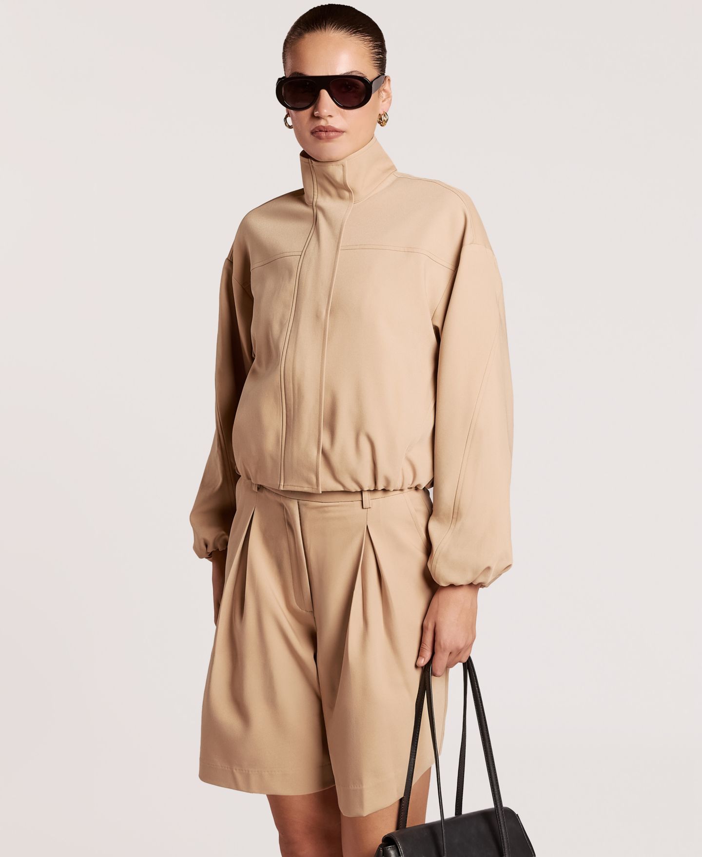 Женские шорты 4th & Reckless Burton High-Rise Wide-Leg Pleated, цвет: Бежевый — фото 5