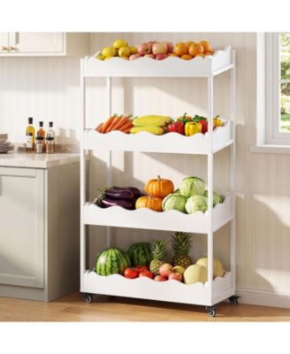4-Tier Fruit and Vegetable Storage Rack with Locked Wheels