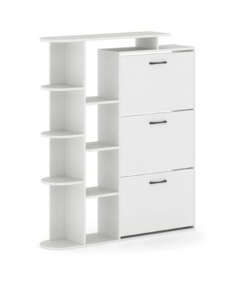 Shoe Organizer with 3 Flip Drawers and Side Shelves