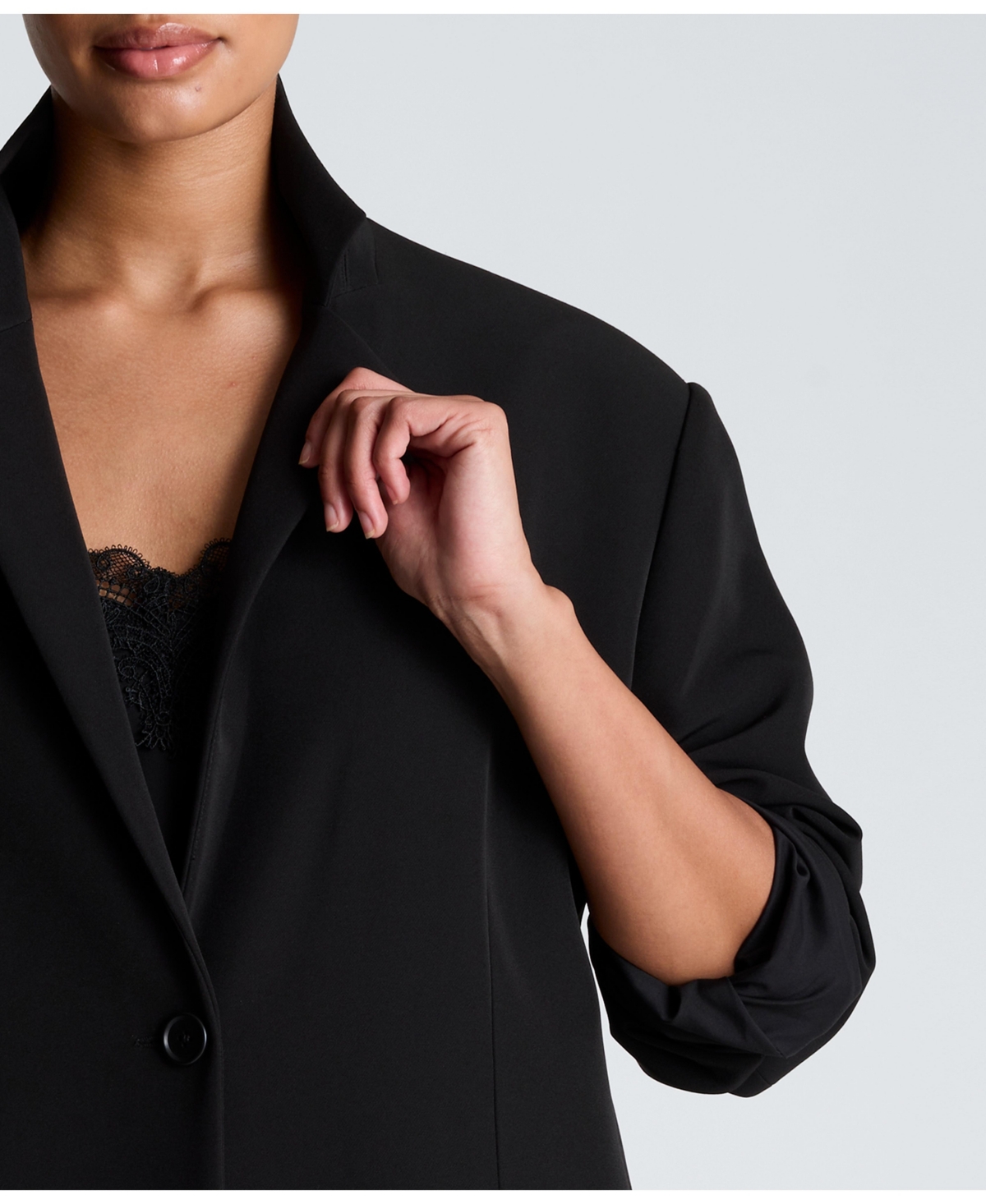 Kenneth Cole Women's Luxe Stretch Twill Two-Button Boyfriend Blazer