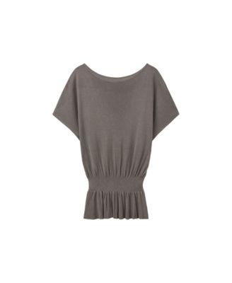 Women's Short-Sleeve Boat Neck Ruched Sweater