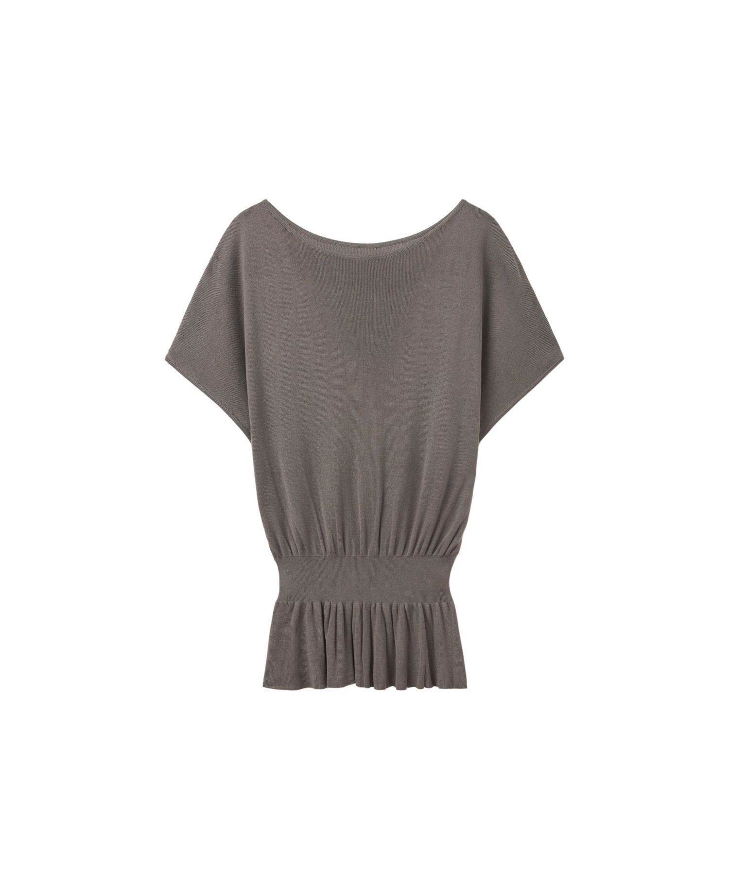 Women's Short-Sleeve Boat Neck Ruched Sweater