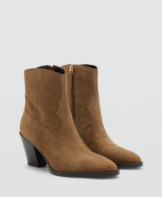 Isabella Suede Block-Heel Pointed-Toe Boots