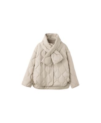 Women's Detachable Scarf Quilted Oversized Anorak