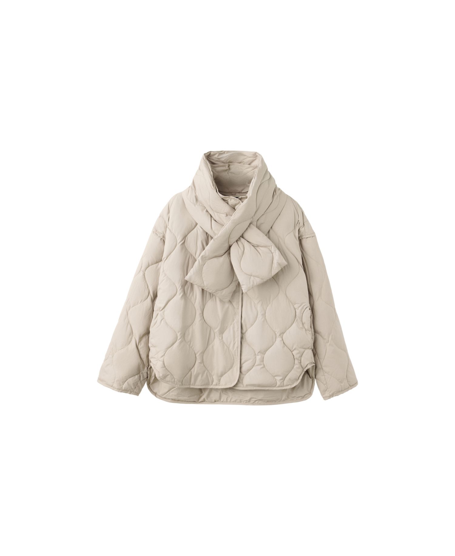 Women's Detachable Scarf Quilted Oversized Anorak