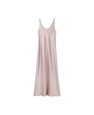 Women's Creased-Effect Satin Scoop-Neck Long Dress