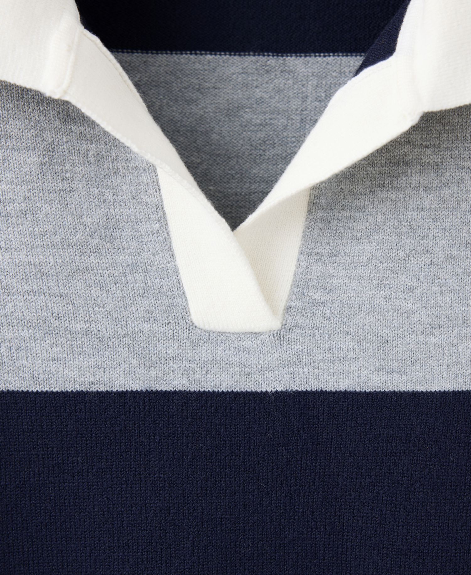Women's Striped Polo-Neck Long-Sleeve Sweater