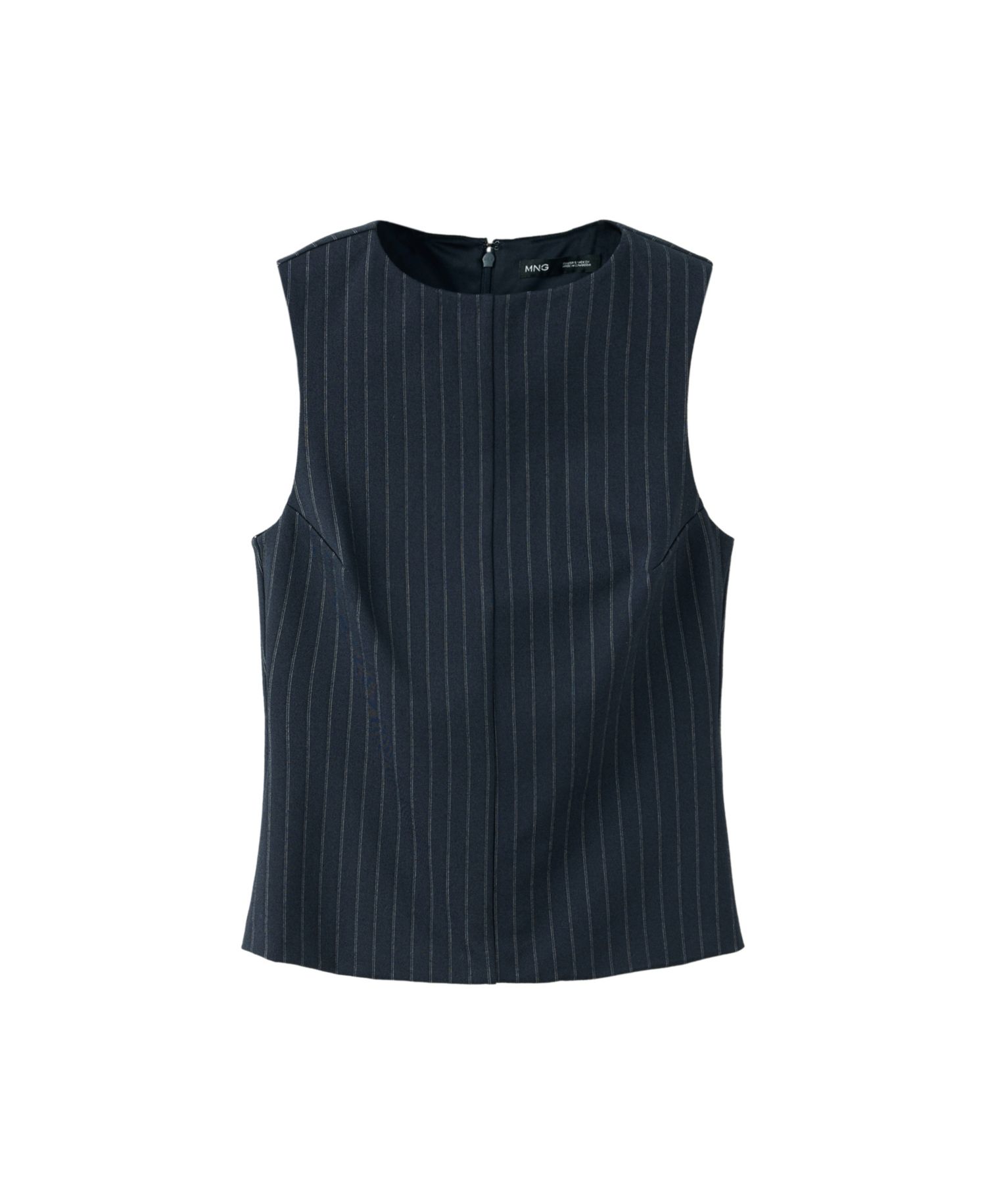 Women's Pinstripe Boat Neck Sleeveless Top