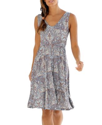 Women's Viscose Paisley Print Sleeveless Short Dress