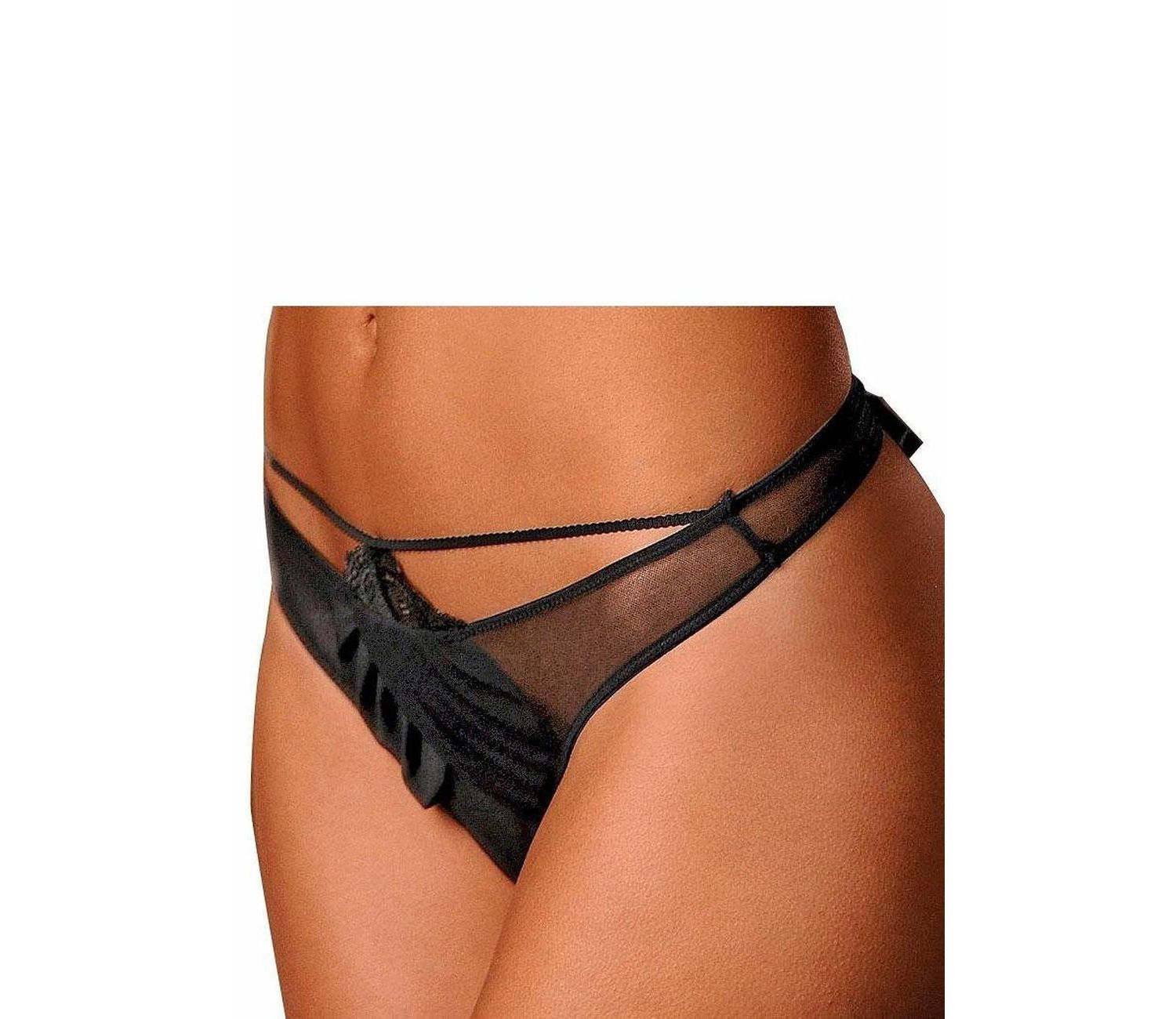 Women's Sheer Panty Lace Low-Rise Minimal-Coverage Thong Underwear