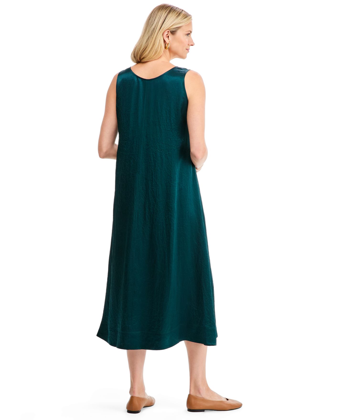 Женское платье Eileen Fisher A-Line Scoop Neck Midi, цвет: Kelp — фото 4