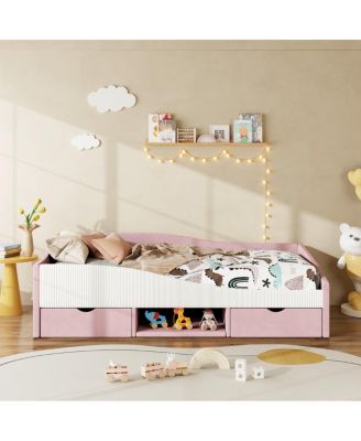  Twin Size Upholstered Daybed Frame with 2 Storage Drawers