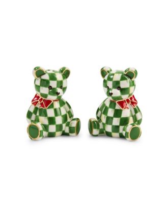 Emerald Check Holiday Bear Salt & Pepper 2-Piece Set