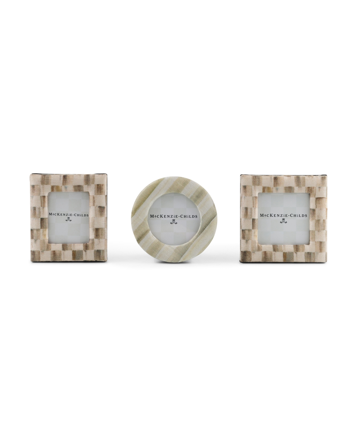 MacKenzie-Childs Mocha Fabric Frames, Set of 3