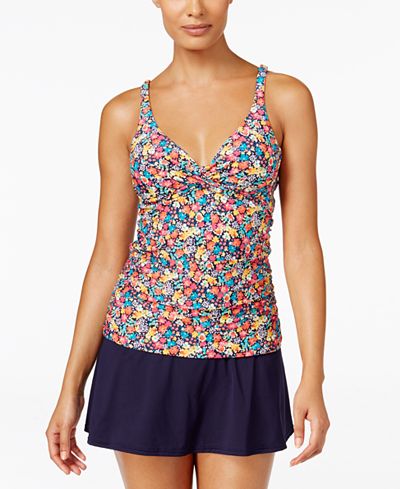 Anne Cole Budding Romance Bra-Sized Tankini Top & Swim Skirt