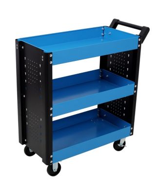 3 Tier Rolling Tool Cart with Pegboard