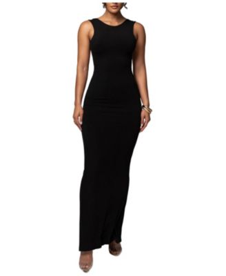 Women's Front and Center Open Back Ruched Maxi Dress