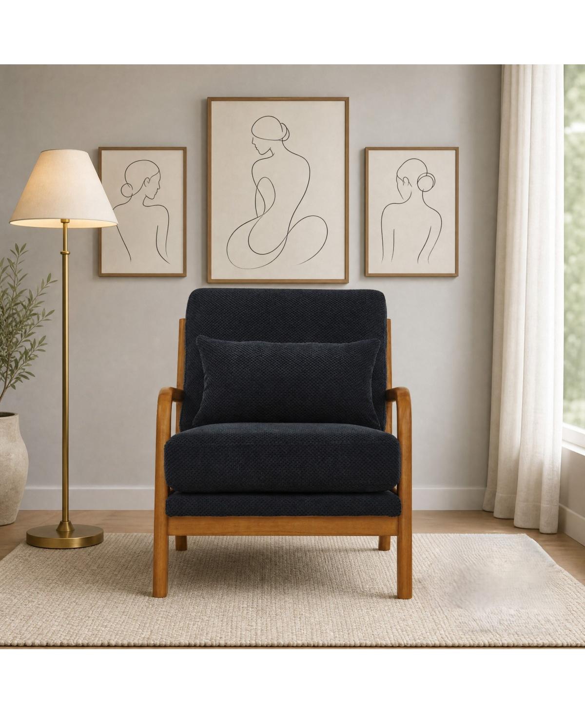 Streamdale Furniture Modern Solid Wood Accent Chair with Nubby Upholstery