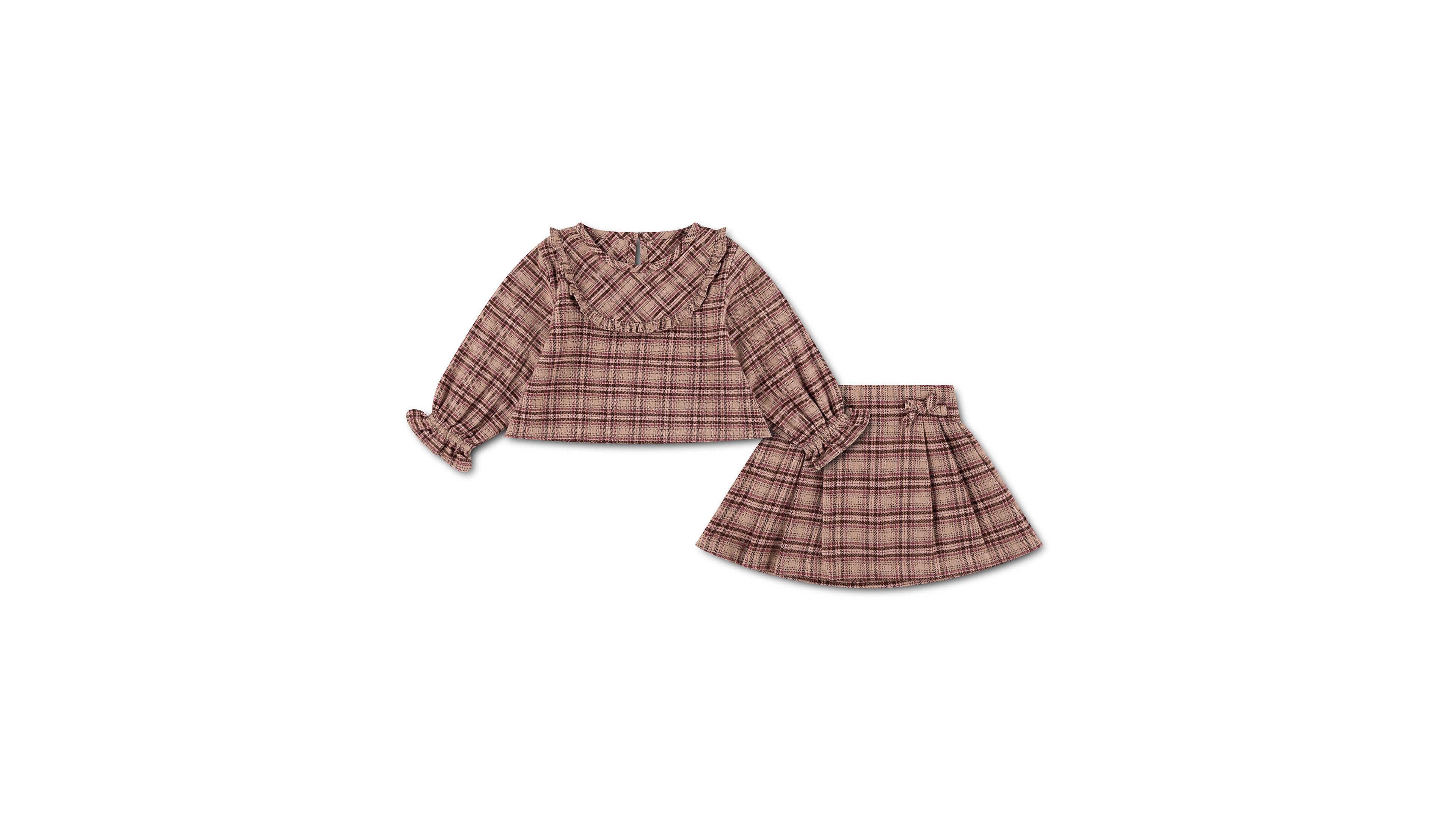 abercrombie kids Baby Girls' Boho Flannel Plaid Long-Sleeve Blouse and Skirt, 2-Piece Set