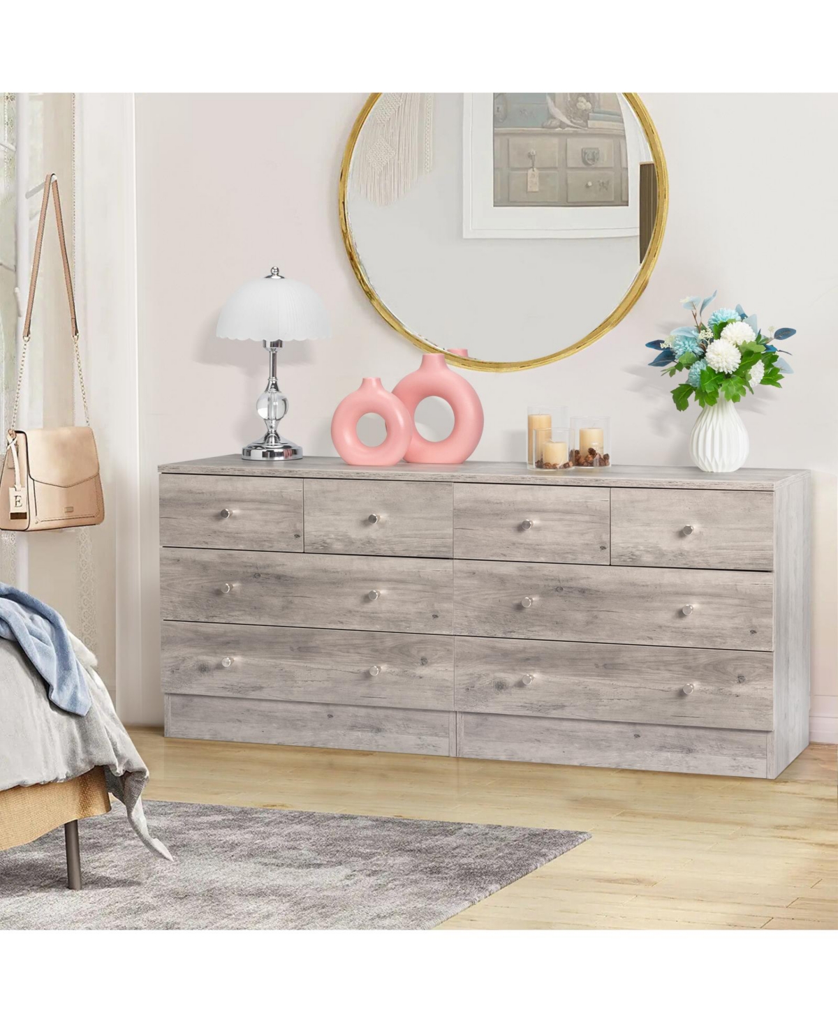 Slickblue Grey 4-Drawer Storage Dresser with Modern Simple Design