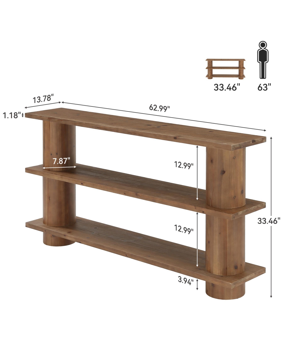 Tribesigns Solid Wood Console Table, 3-Tier Farmhouse Hallway Table