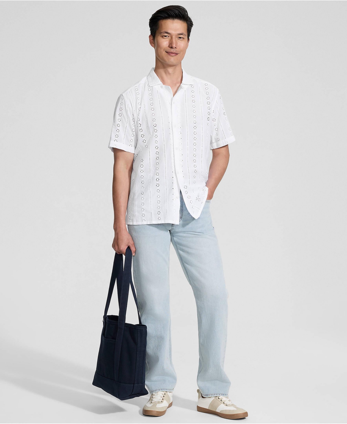 Lands' End Men's Eyelet Camp Collar Shirt