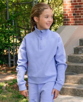 Girls Long Sleeve Double Knit Quarter Zip