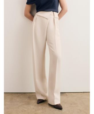 Women's Drape Front High Waist Wide Leg Trousers