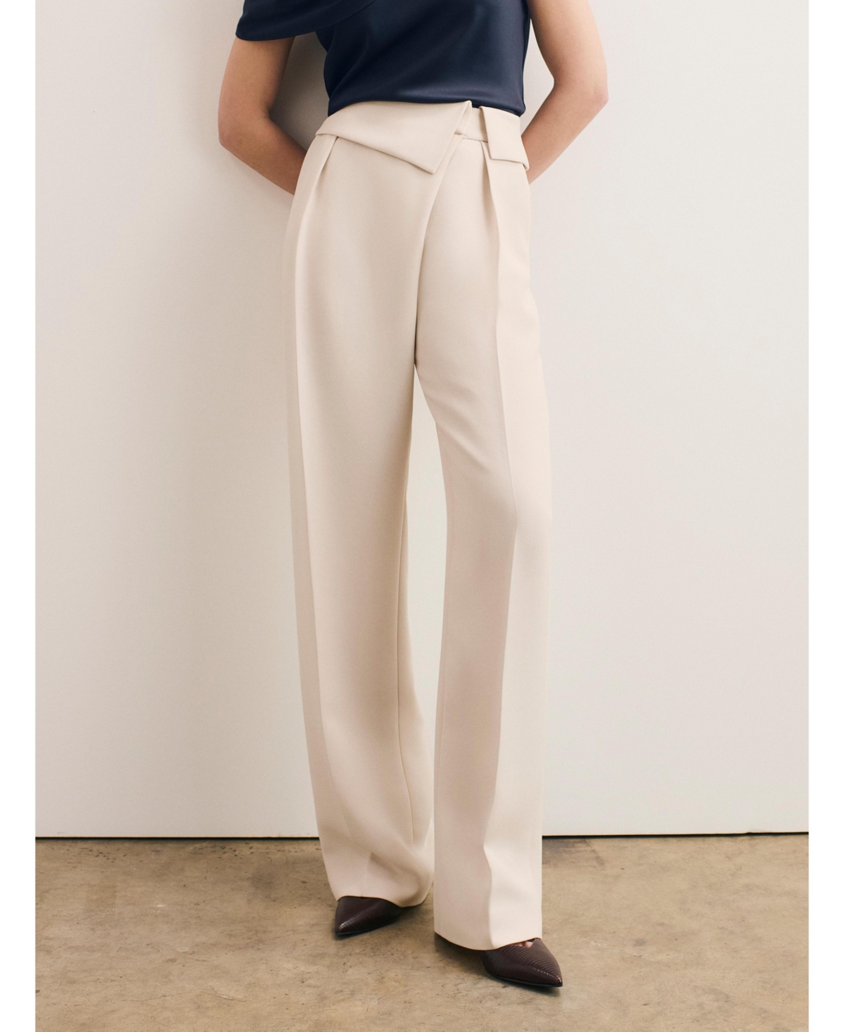 The Fold Women's Drape Front High Waist Wide Leg Trousers